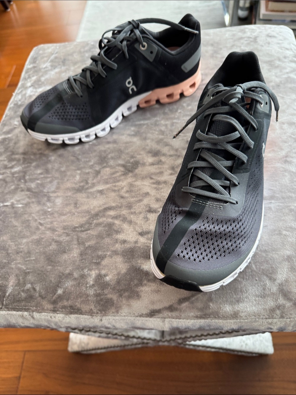 On Running Women's Black Sneakers with Pink Accent